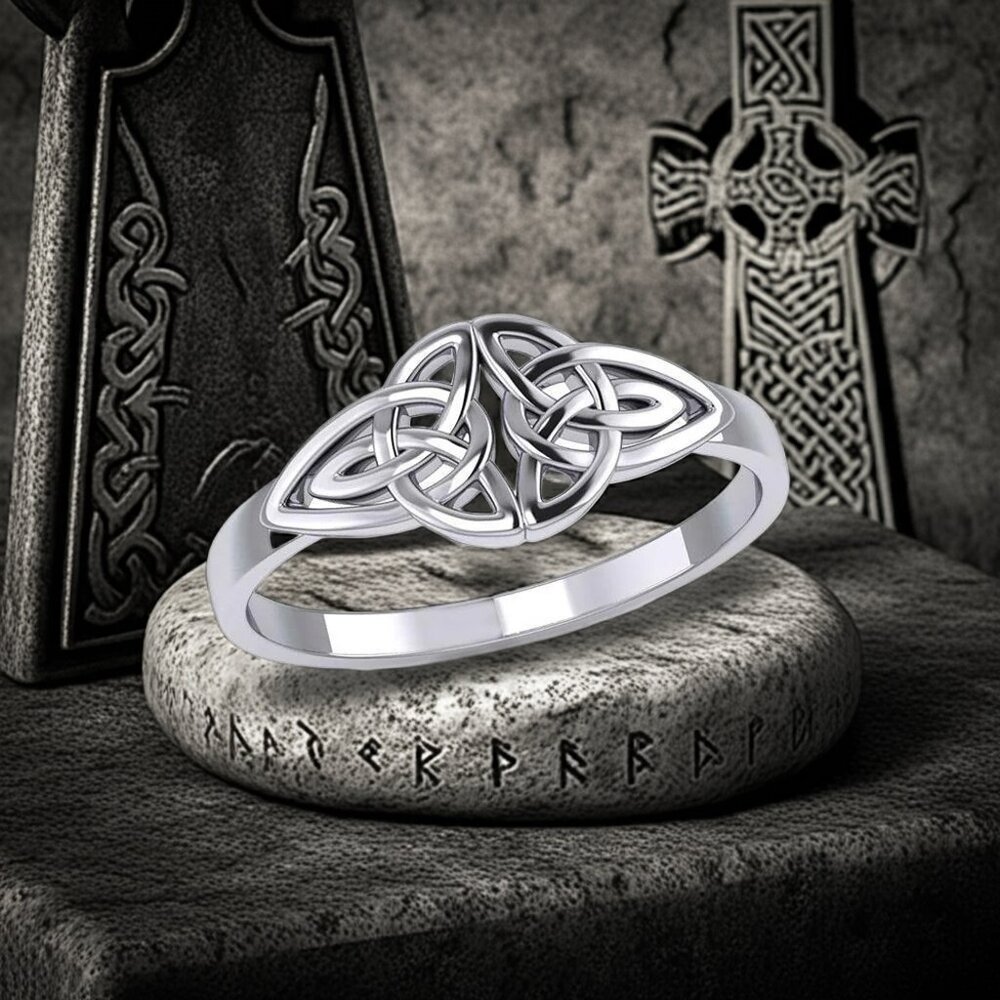 Celtic Endless Knotwork Sterling Silver Ring, Size 8, 9